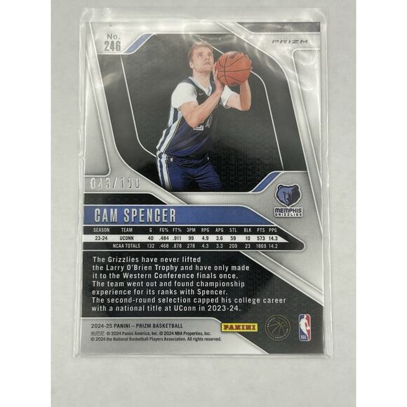 2024-25 Panini Prizm #246 CAM SPENCER Red Fast Break Disco Prizm RC /100 - Picture 2 of 2